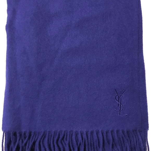 New in package, Yves Saint Laurent Logo-Embroidered Wool Scarf - Picture 7 of 10